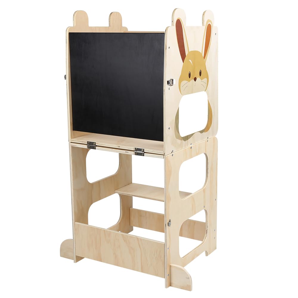 Umwandelbarer Lernturm mit Kreidetafel, vielseitig und sicher, für Kinder, 2-in-1, ideal zum Lernen,