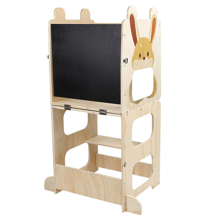 Umwandelbarer Lernturm mit Kreidetafel, vielseitig und sicher, für Kinder, 2-in-1, ideal zum Lernen,
