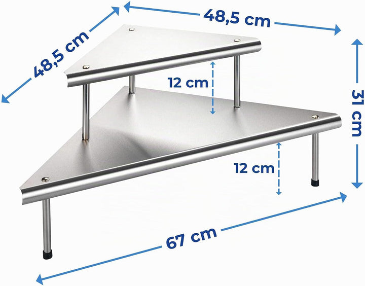 Maximex Küchen-Eckregal Massivo Duo mit 2 Ablagen Edelstahl - Aus Edelstahl, Edelstahl rostfrei, 48.