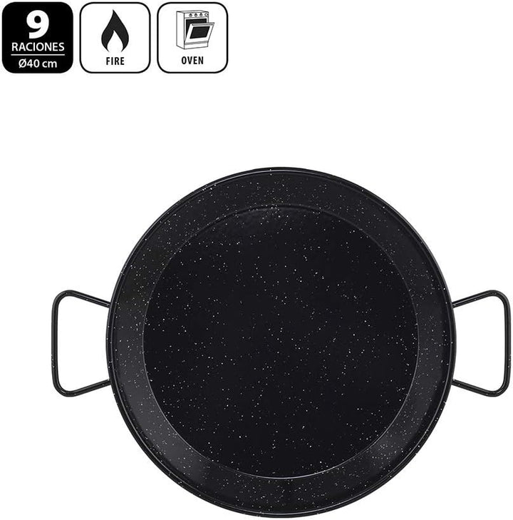 Metaltex - Paellabehälter aus emailliertem Stahl 9 Portionen 40 cm Emaille 9 Raciones, Emaille 9 Rac