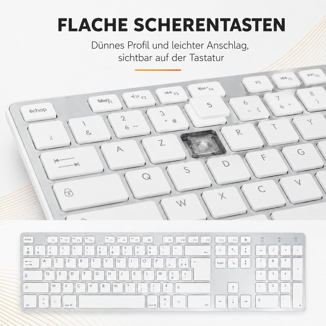 Mobility Lab Design Touch USB Mac Tastatur AZERTY Weiss- Tastaturen (Verkabelt, USB, AZERTY, Weiss)