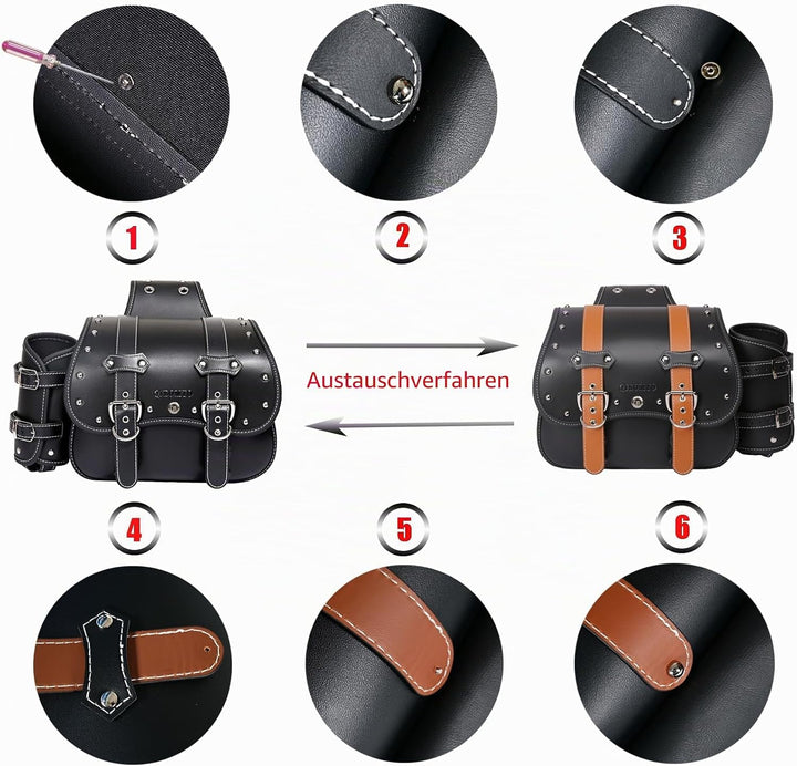 Hochdichtes Leder-Motorrad-Saddebags,Überwurftaschen,Gepäckträger,Seitentaschen mit Getränkehalter,w