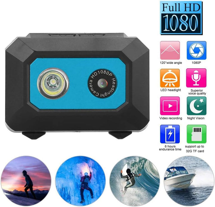 KIMISS Super HD 1080P DV Sportkamera, am Kopf montierter Action Video Camcorder, DVR Recorder Kopfka