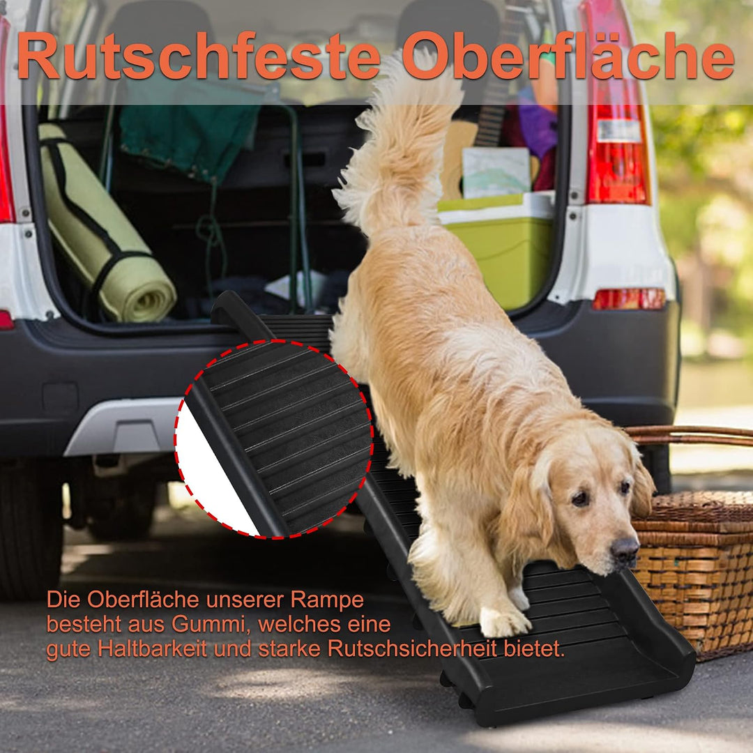 XMTECH Hunderampe Auto klappbar aus Kunststoff – rutschfeste Hunde Rampe 156×40 cm, Rampe Hund für A