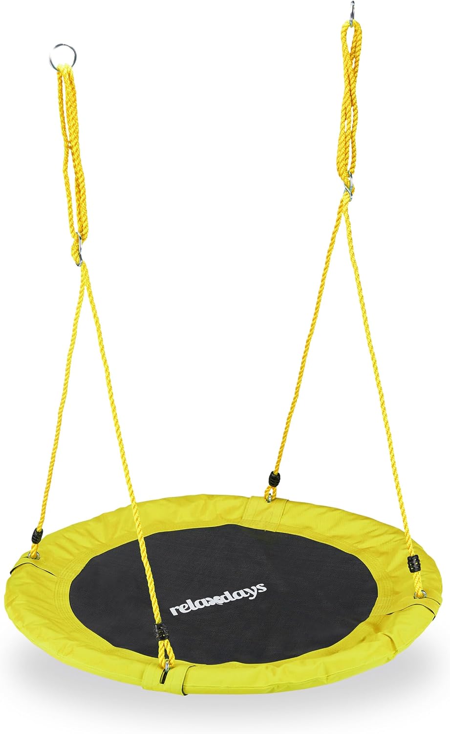 Relaxdays Unisex – Erwachsene, gelb Nestschaukel, rund, für Kinder & Erwachsene, verstellbar, Ø 90 c