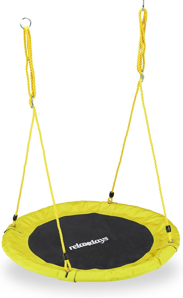 Relaxdays Unisex – Erwachsene, gelb Nestschaukel, rund, für Kinder & Erwachsene, verstellbar, Ø 90 c