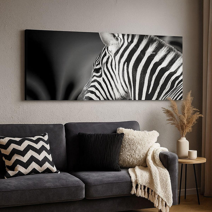 Wandbilder Dekoration Wohnzimmer Tier Zebra Streifen Panorama Bilder auf Leinwand 120x50cm Leinwandb
