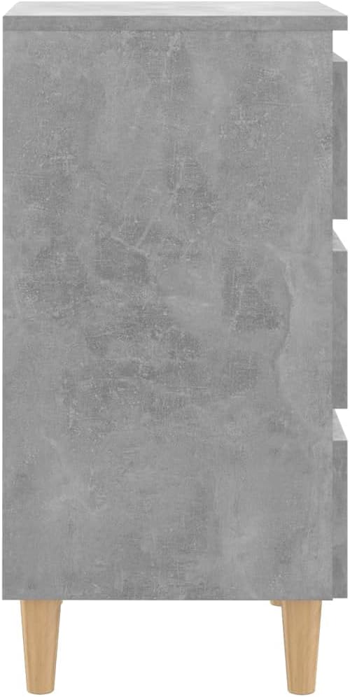 FIRBNUS Nachttische mit Massivholz-Beinen 2 STK. Betongrau 40x35x69 cm Nachtkästchen Nachtkommode mi