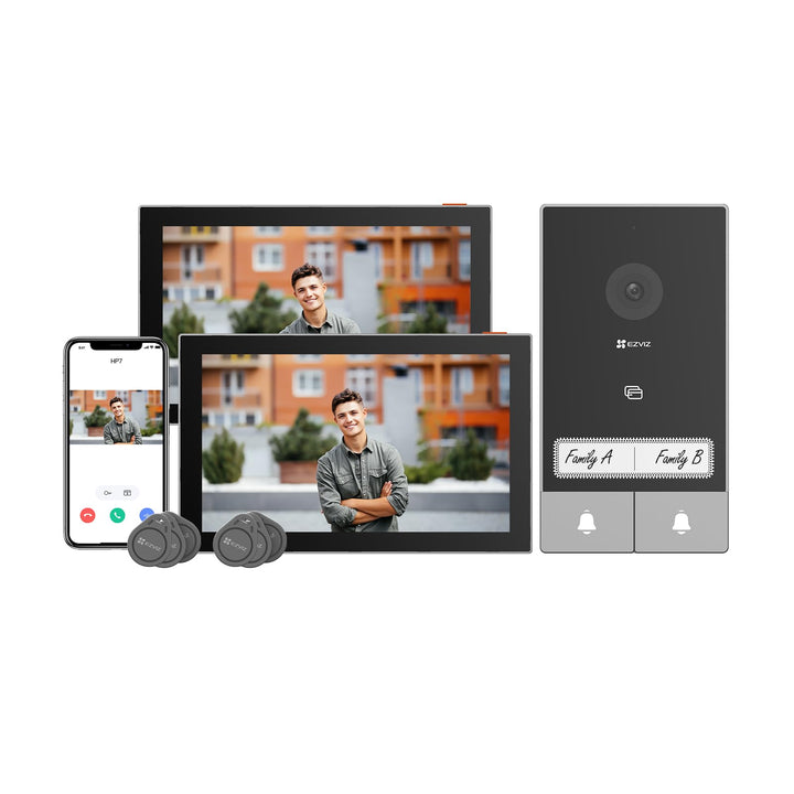 EZVIZ 2K Video Türklingel Kit mit Türsprechanlage & Doppelten 7-Zoll-Farb-Touchscreens, KI Personene
