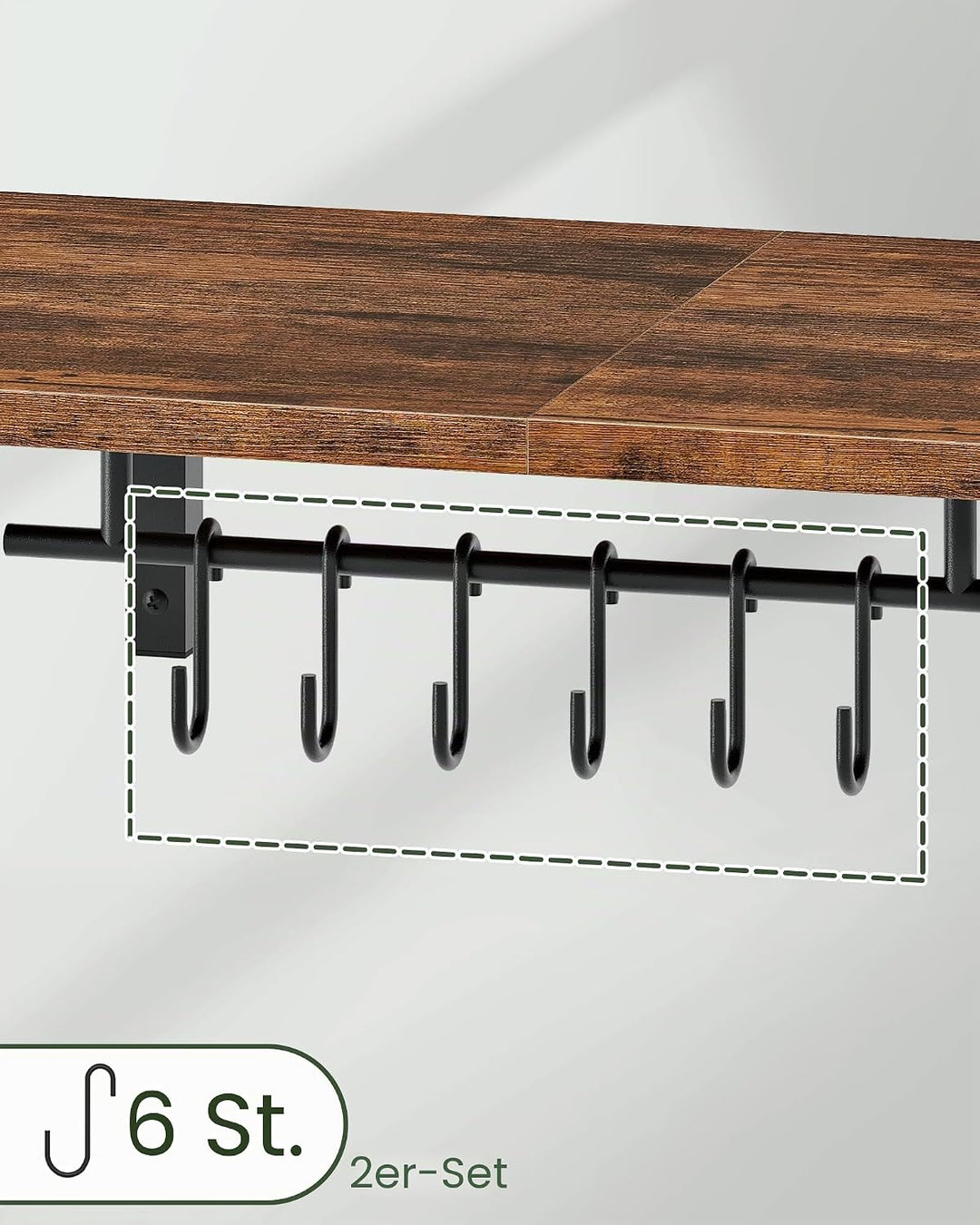 Küche Wandregale für Töpfe und Pfannen, 2er-Set, Küchenhalter Wandmontage, Pfannenhalter mit 12 Hake