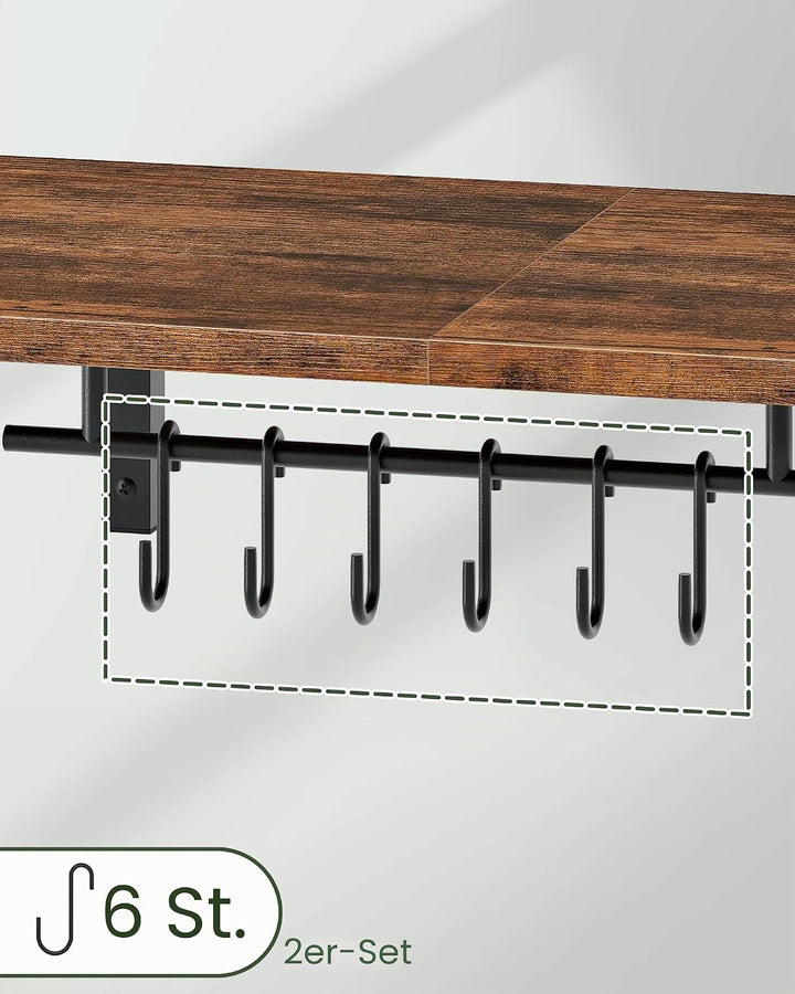 Küche Wandregale für Töpfe und Pfannen, 2er-Set, Küchenhalter Wandmontage, Pfannenhalter mit 12 Hake