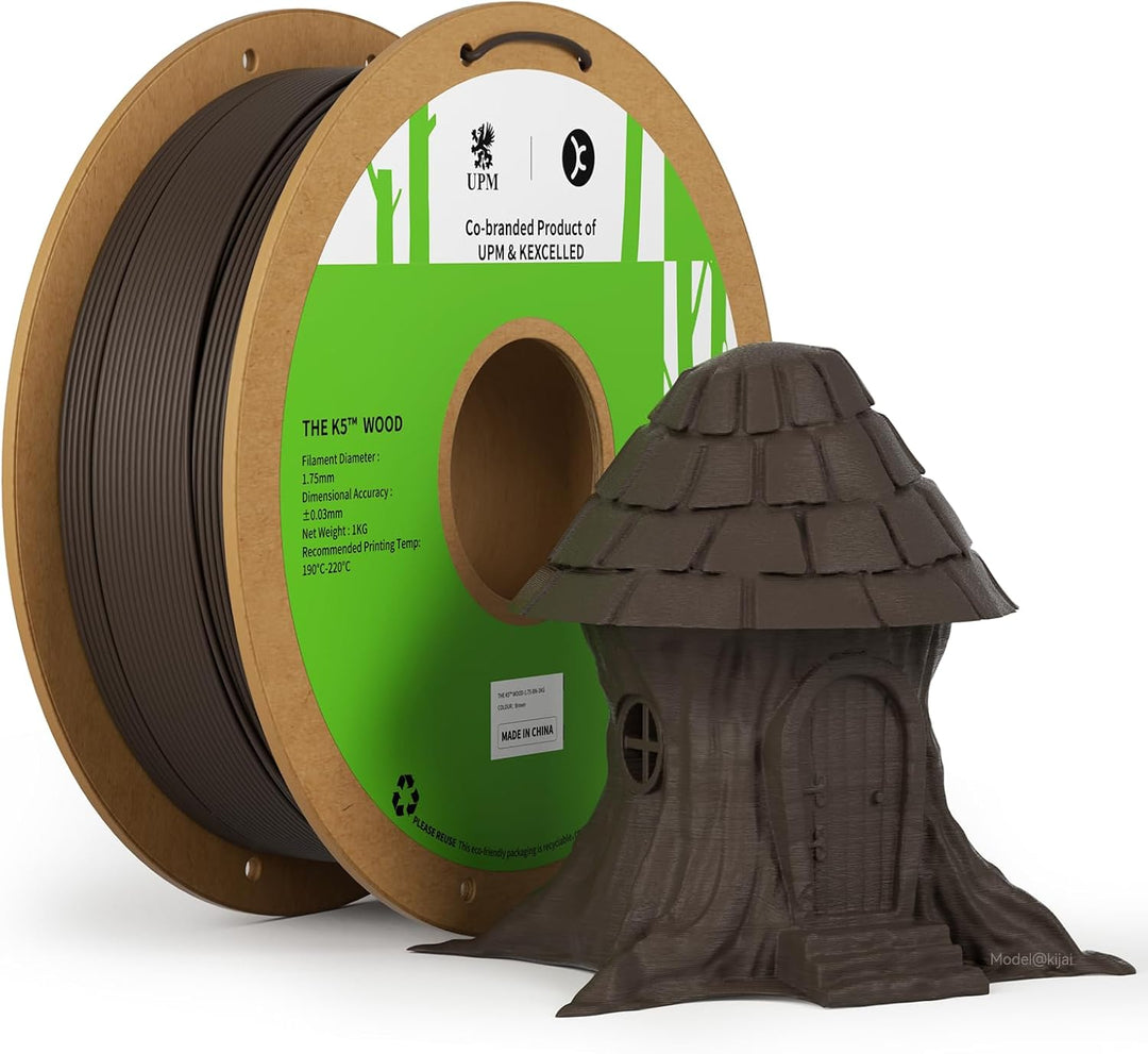 PLA Holz Filament 1,75mm, kexcelled Wood PLA Echtholz, 3D Drucker Filament, Spezielles PLA Holzoptik