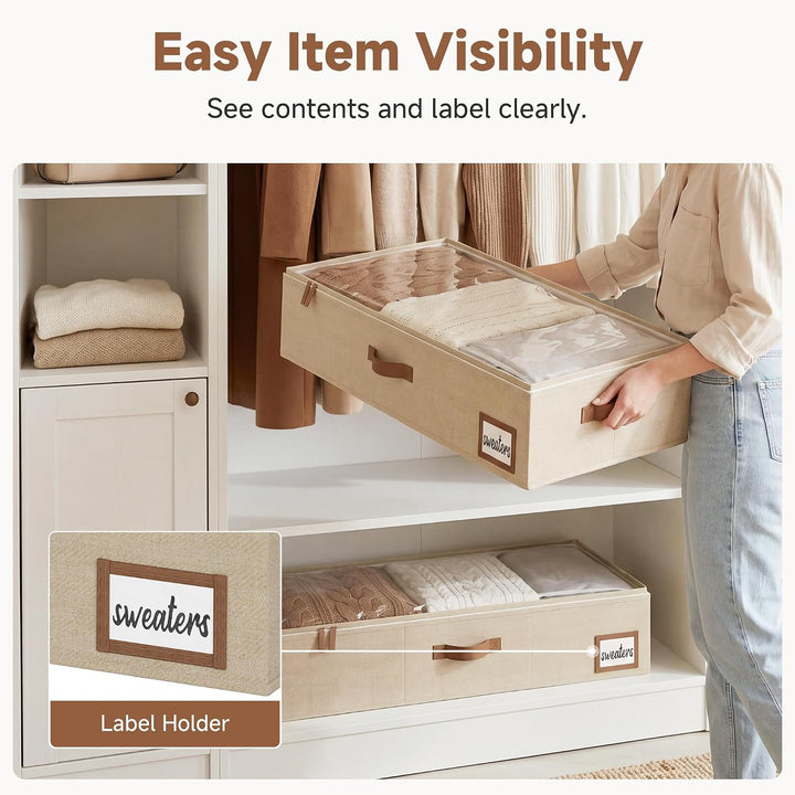 StorageWorks Unterbett Aufbewahrung, grosse Unterbett Aufbewahrungsbox mit Deckel Stoff, faltbare Un