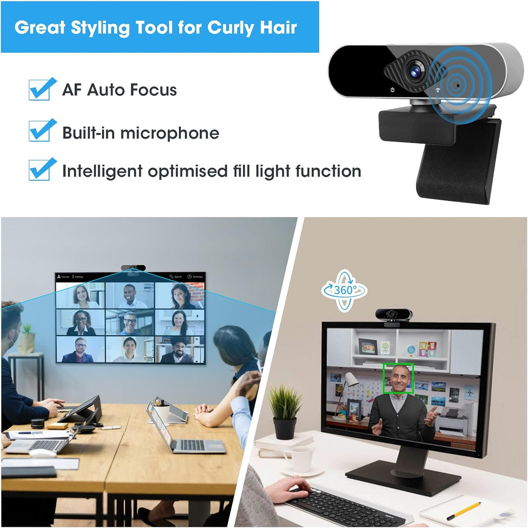 Webcam 1080P Full HD mit integriertem Mikrofon, USB Webkamera Plug & Play 360° Rotation Automatische