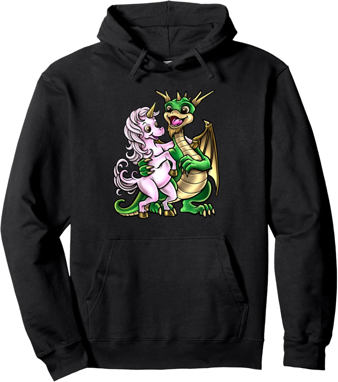 Drache und Einhorn - Herzliche Umarmung - Fabelwesen Pullover Hoodie