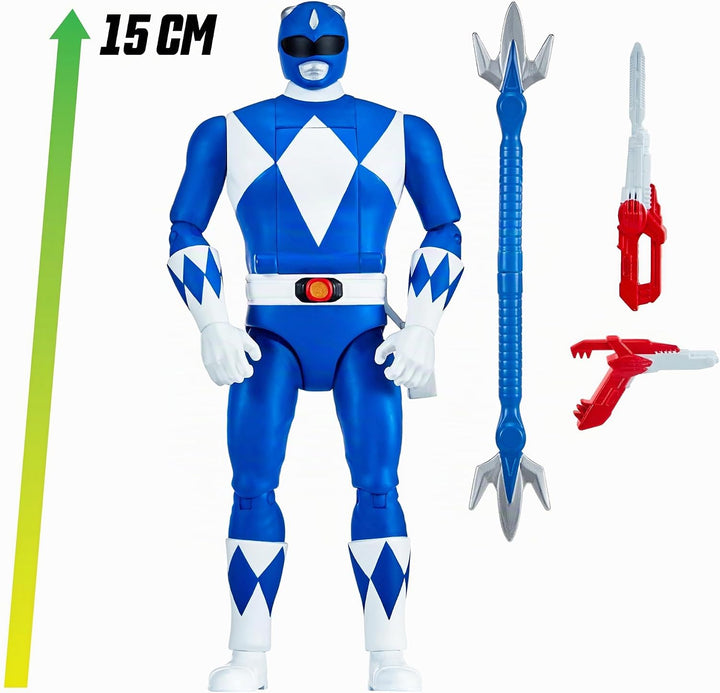Power Rangers - Auto-Morphin, 2-in-1-Figur mit Gelenken, 15 cm, Blauer Ranger – Billy Cranston, für