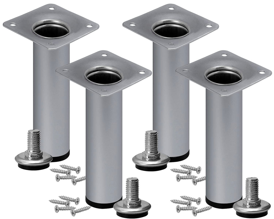 Stahlia Möbelfüsse verstellbar (4er Set) Chrom Matt 12cm Höhe belastbar bis 50kg Sofafüsse Schrankfü