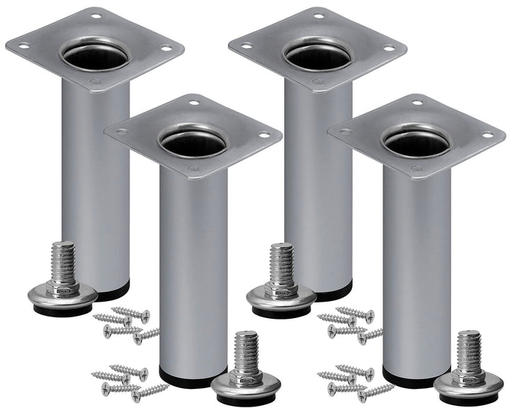 Stahlia Möbelfüsse verstellbar (4er Set) Chrom Matt 12cm Höhe belastbar bis 50kg Sofafüsse Schrankfü