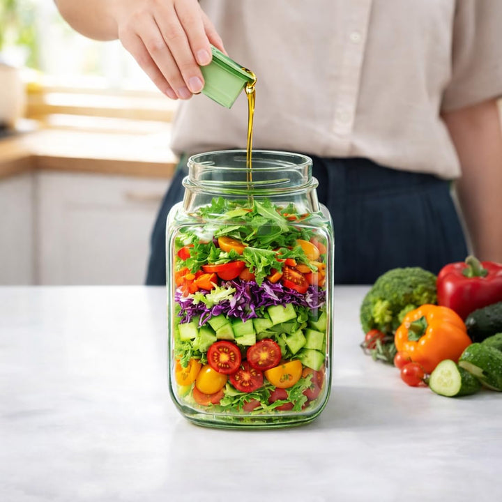 Salat Box To Go Meal Prep Bento Box Lunchbox Salat Pod mit Dressing Dose mit Deckel Bowls Grün, Gr&#