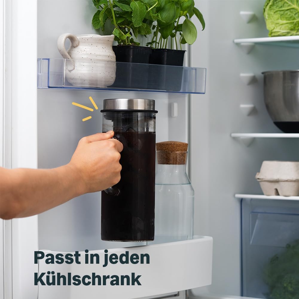 SILBERTHAL Kaffeebereiter Glas 1.3l - Cold Brew Coffee Maker mit Filter für kaltgebrühten Kaffee ode