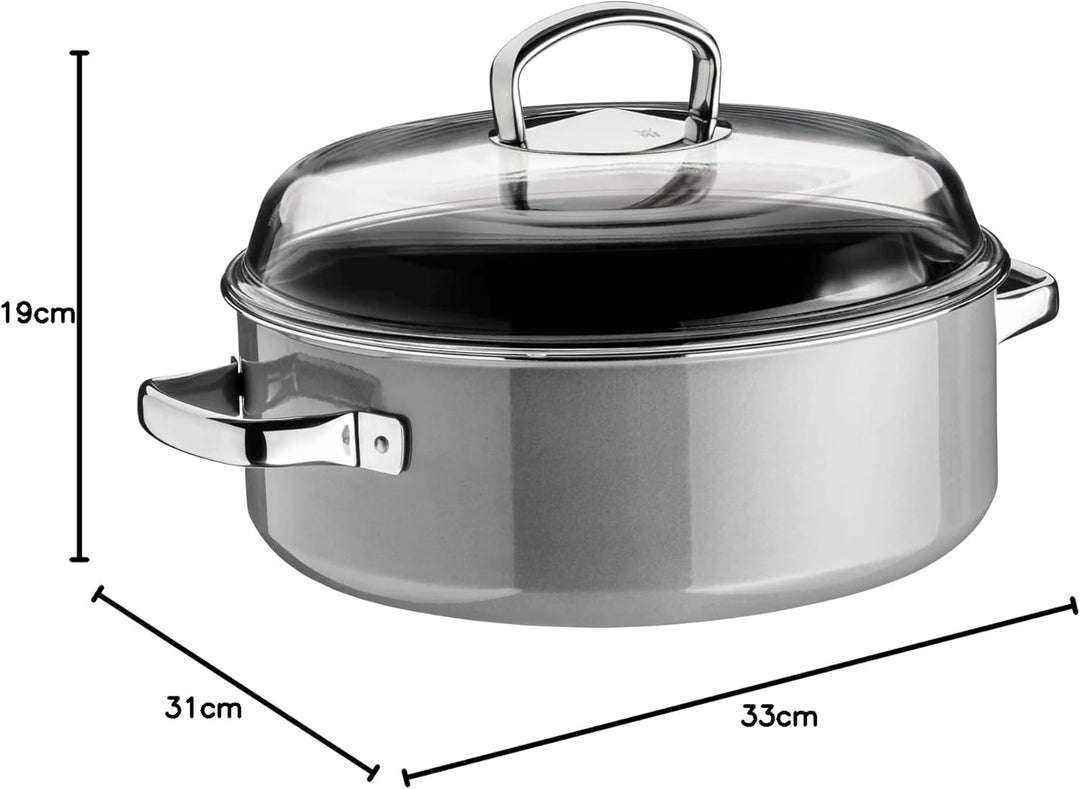 WMF Fusiontec Mineral Bräter mit Glasdeckel 28 cm Induktion, Schmortopf 5,9l, hoher Rand, High-Tech