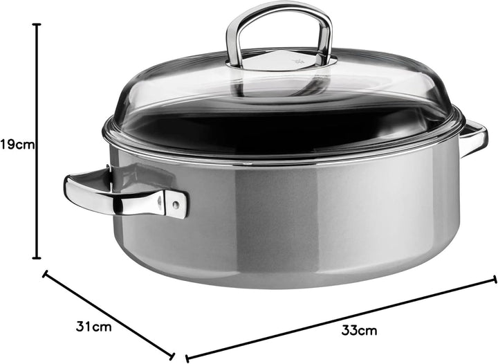 WMF Fusiontec Mineral Bräter mit Glasdeckel 28 cm Induktion, Schmortopf 5,9l, hoher Rand, High-Tech
