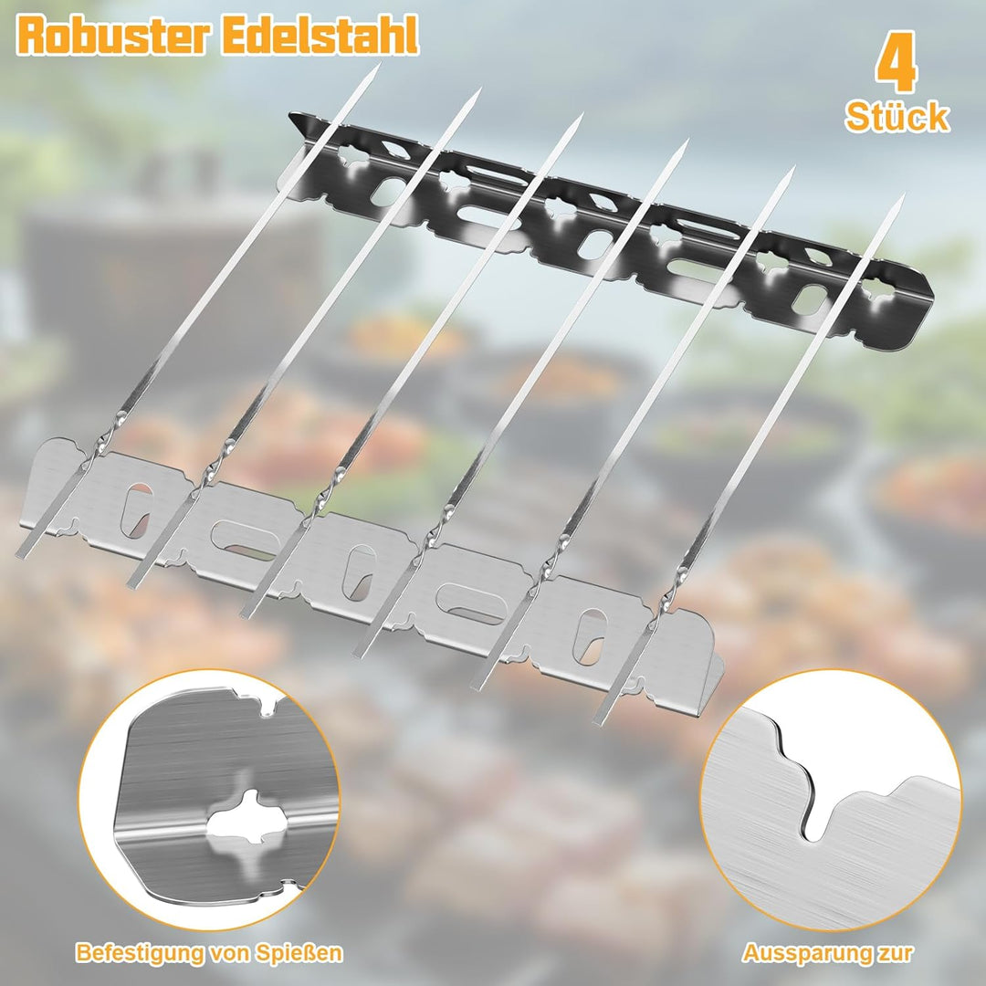 BBQ Halterung Edelstahl, Spiessgestell für 6 Spiesse,Halter für den Grill, Grillgestell Edelstahl fü