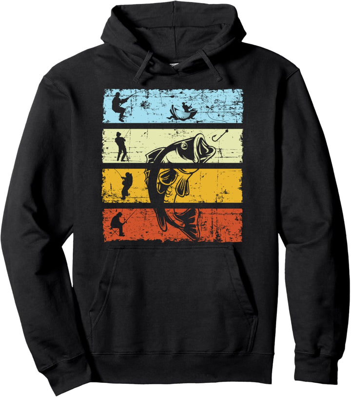 Vintage Style Angler Retro Angeln Fischer Angel Geschenk Pullover Hoodie