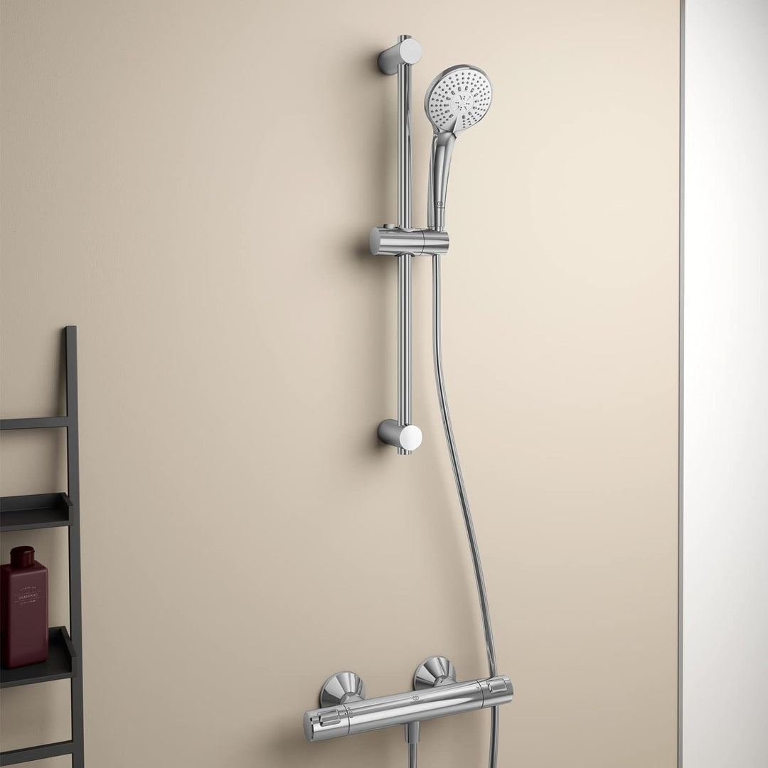 Ideal Standard A7203AA Ceratherm T25 Brausekombination Aufputz Chrom 600mm ohne Kopfbrause, Chrom 60