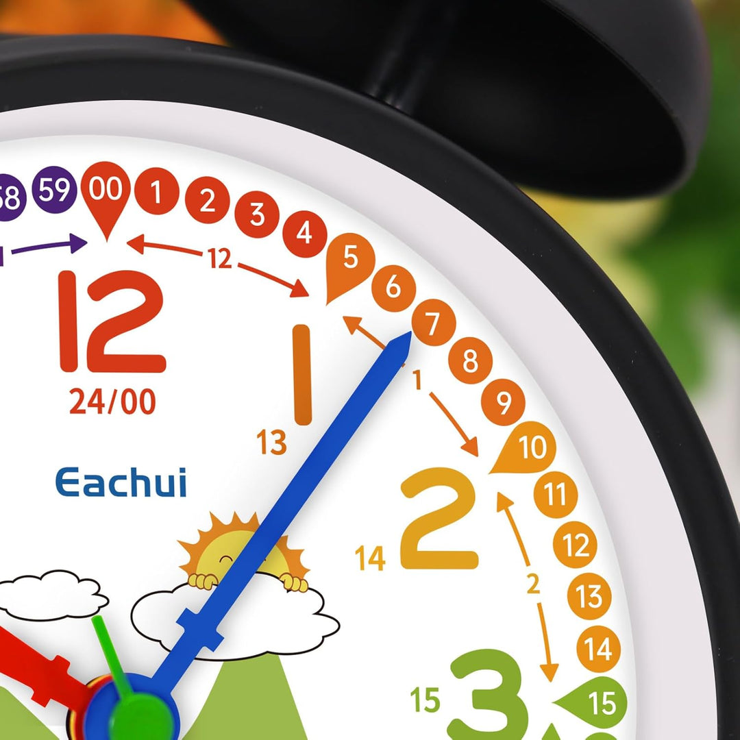 Doppelglockenwecker mit Nachtlicht, analoger Wecker für Kinder ohne Ticken, lauter Alarm, geräuschlo