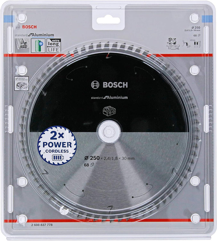 Bosch Professional 1x Kreissägeblatt Standard for Aluminium (Aluminium, Sägeblatt Ø 250 x 30 x 2,4 m
