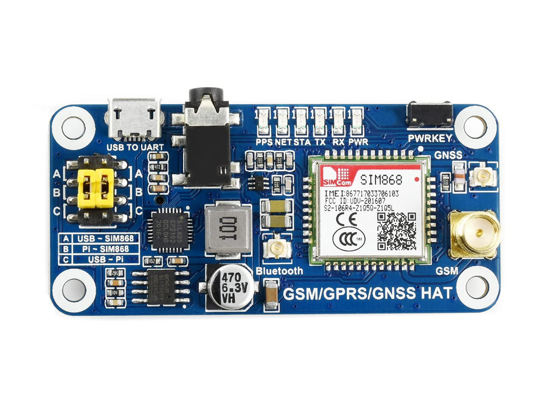 Waveshare GSM/GPRS/GNSS HAT Expansion Board Compatible with Raspberry Pi,with Low-Power Consumption