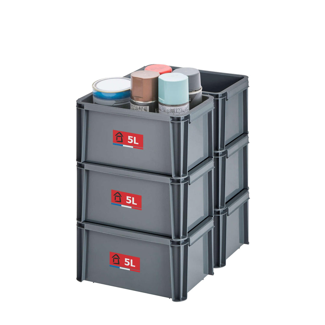 Sundis 6er set MASTER BOX, 5L - Modular und stapelbar - Anthrazitgrau SET 6X5L, SET 6X5L