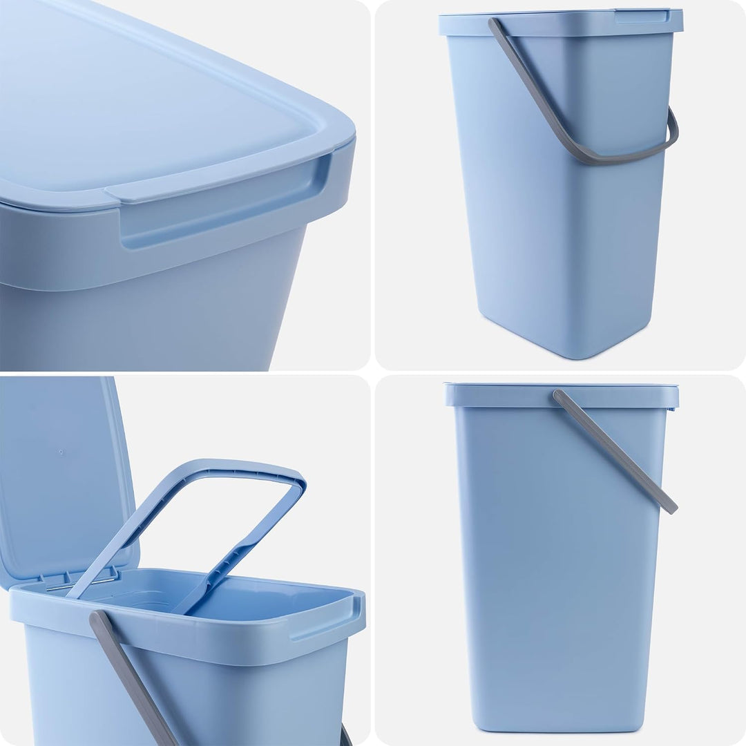 KADAX Abfallbehälter 20L, 3er Set, Abfalleimer aus Plastik mit Deckel und Griff, Mülleimer für Müllt