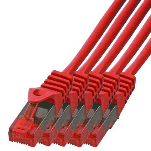 BIGtec - 5 Stück - 25m Gigabit Netzwerkkabel Patchkabel Ethernet LAN DSL Patch Kabel rot (2x RJ-45 A