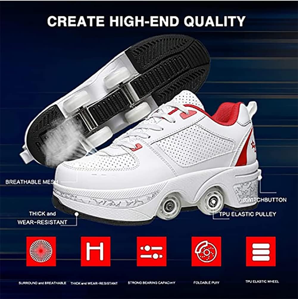 LDRFSE Schuhe mit Rollen, Rollschuhe Skateboard Schuhe Kinderschuhe Mit Rollen Skate Shoes Rollen Sc