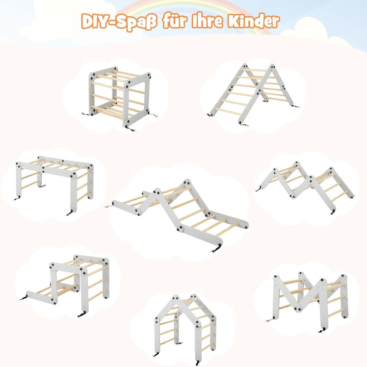 COSTWAY Klettergerüst Indoor, Kletterdreieck mit Rutsche, DIY Kletterleiter, Indoor Spielplatz umwan