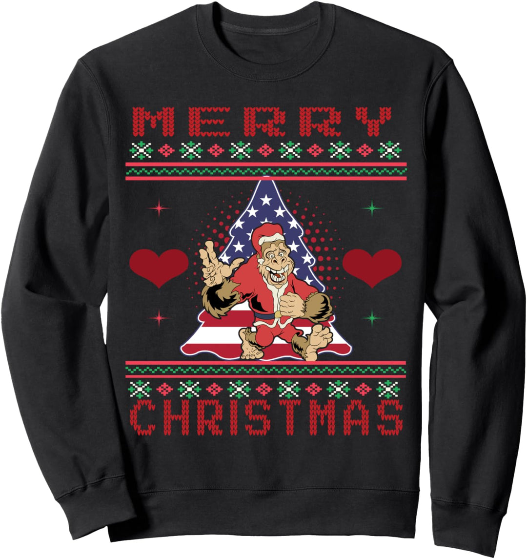 Weihnachten Bigfoot Hässlicher Pullover Santa Sasquatch Sweatshirt