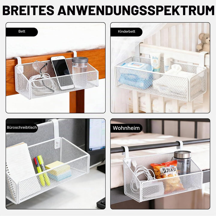 Healifty Nachttisch-Organizer aus Metall, Hängekorb Für Bett Mit 3 Abnehmbaren Haken Aufbewahrungsko