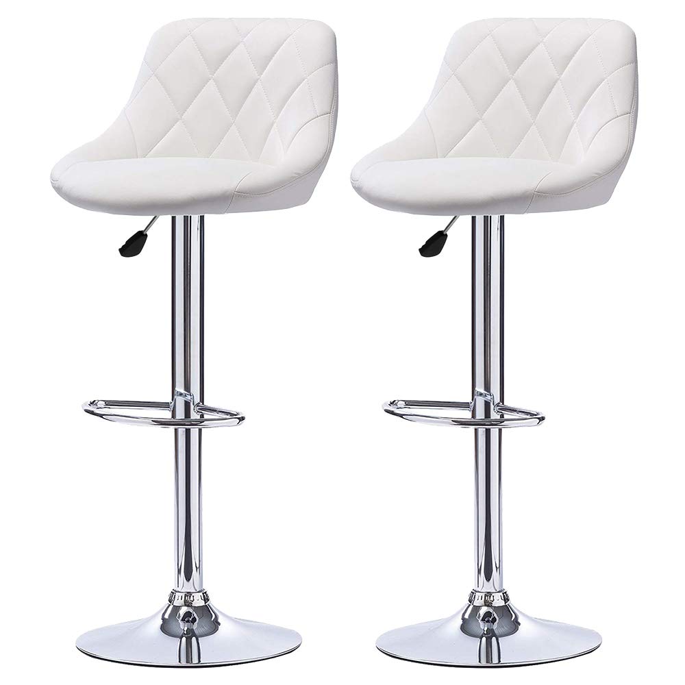 Flyelf 2er Set Barhocker mit Lehne,Kunstleder Tresenhocker 360° Drehbar,Höhenverstellbar 59cm-79cm (