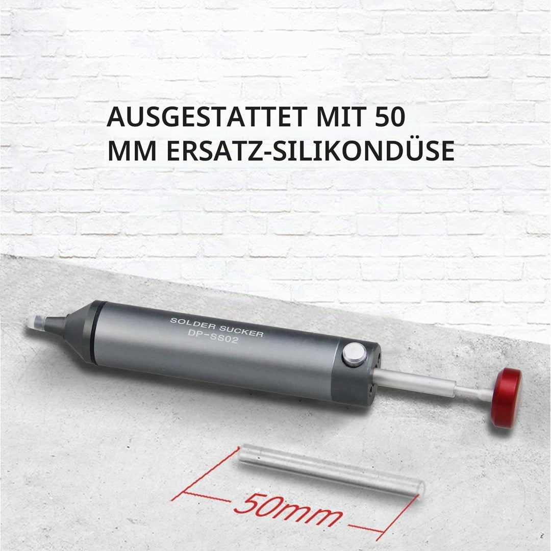 FrogBro Entlötpumpe, Nicht verstopfende Solder Sucker, 2 Silikondüsen, 2 Entlötlitze, Hitzebeständig