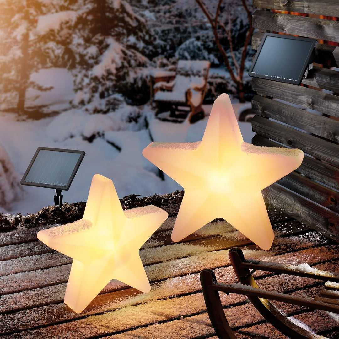 Esotec Solar 3D Weihnachtsstern, 2er-Set gross, winterfest, Leuchtstern, LED Stern outdoor, Aussenst