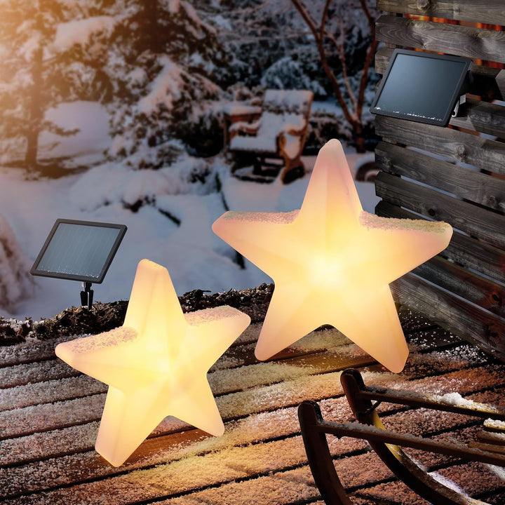 Esotec Solar 3D Weihnachtsstern, 2er-Set gross, winterfest, Leuchtstern, LED Stern outdoor, Aussenst