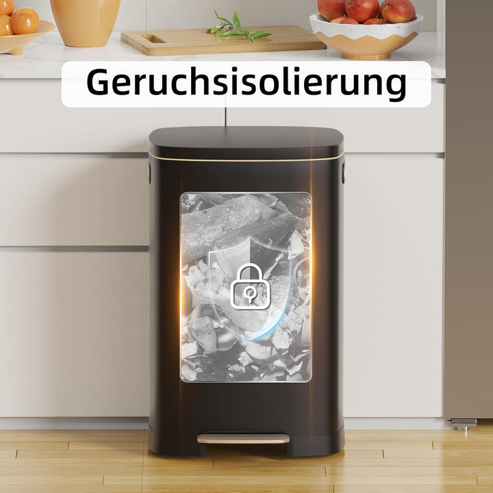 KSSKSS Mülleimer Küche, 50 Liter, Abfalleimer, Treteimer mit sanft schliessendem Deckel und Fusspeda