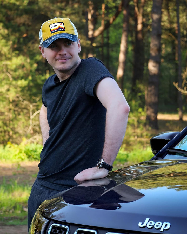 Jeep Have Fun Out There Patch Garment Washed Trucker Hat Unstructured Yellow