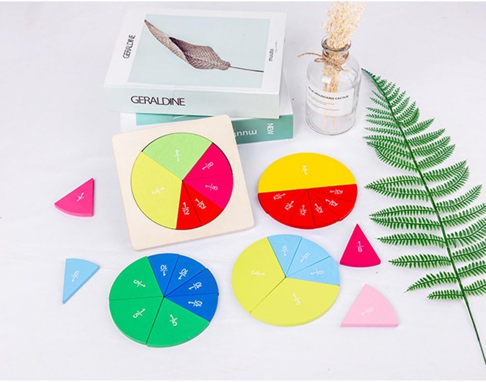 BESTonZON Buntes Holz bruchkreis lernspielzeug für Vielseitige Bruchscheiben zur Anschaulichen Mathe