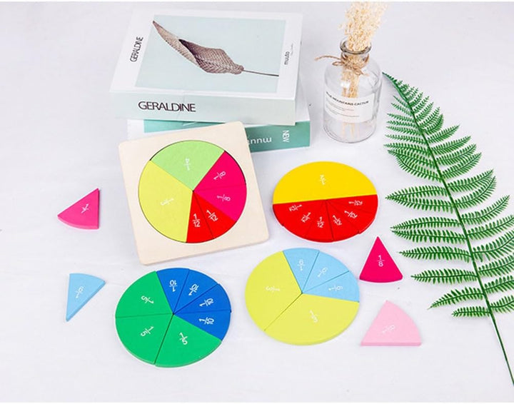 BESTonZON Buntes Holz bruchkreis lernspielzeug für Vielseitige Bruchscheiben zur Anschaulichen Mathe