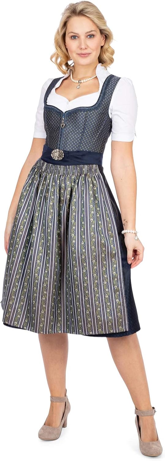 Stockerpoint Damen Mallaury Midi Dirndl (1er Pack) 42 Blau, 42 Blau