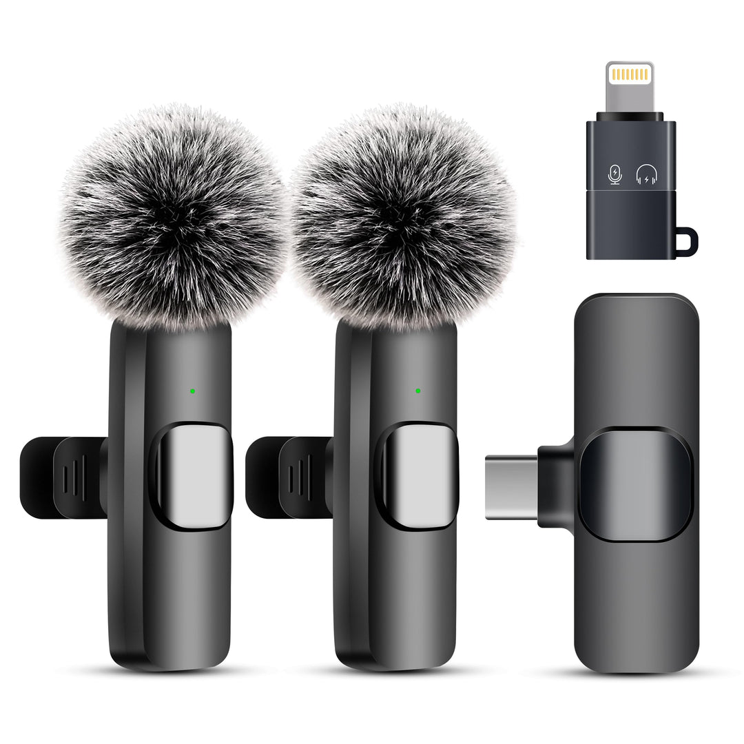 Kabelloses Lavalier-Mikrofon für iPhone iPad & Android - 2er-Pack Mini-Clip-On-Mikrofon mit Geräusch