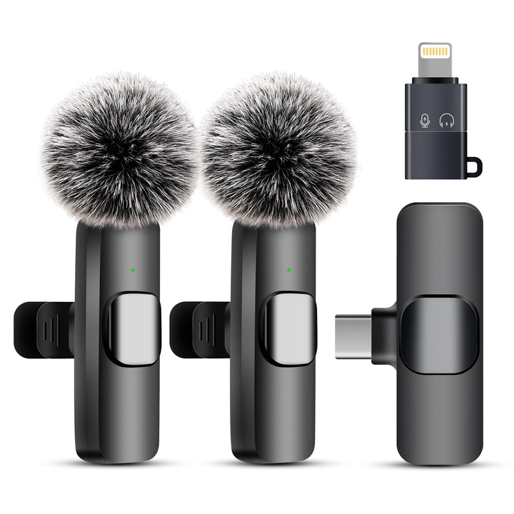 Kabelloses Lavalier-Mikrofon für iPhone iPad & Android - 2er-Pack Mini-Clip-On-Mikrofon mit Geräusch